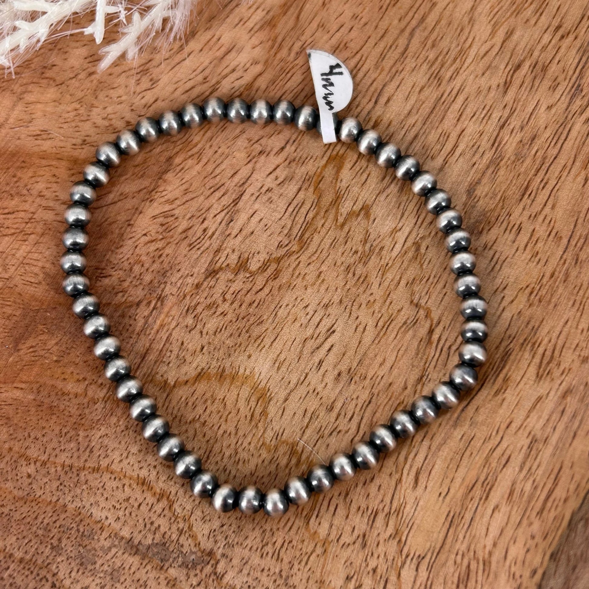 Sterling Pearls Stretch Bracelet 4mm Sterling Silver Hand Strung - Turquoise Sunset!