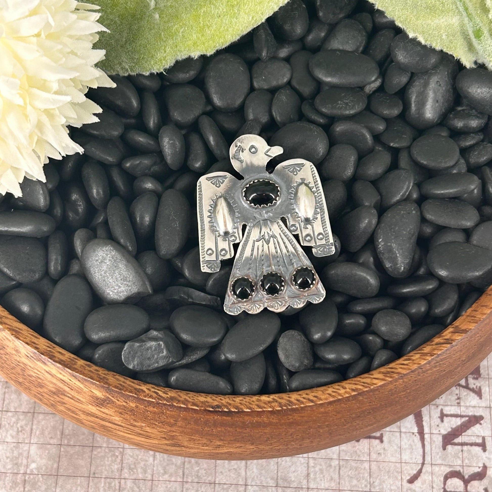Navajo Sterling 4 Black Onyx Stone Eagle Ring - Rings - Stamped - Turquoise Sunset!
