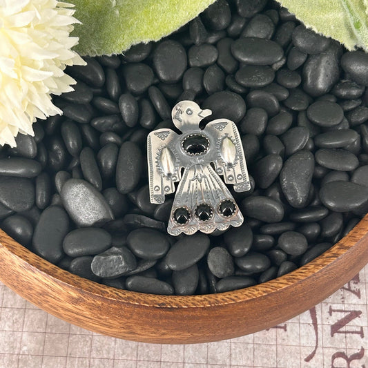 Navajo Sterling 4 Black Onyx Stone Eagle Ring - Rings - Stamped - Turquoise Sunset!
