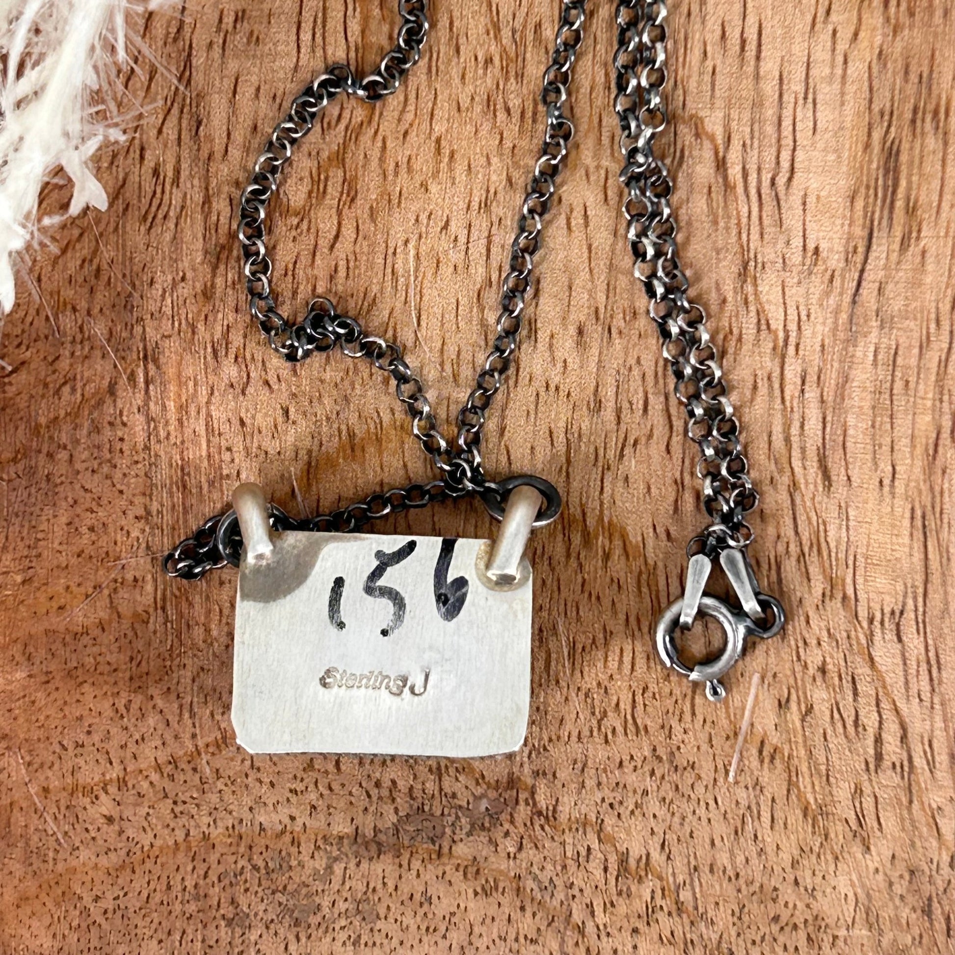 Navajo Sterling Black Onyx .8" Bar Necklace - Necklace - Stamped - Turquoise Sunset!