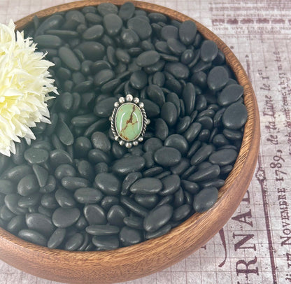 Navajo Sterling Green Kingman Turquoise Ring - Alfred Martinez - Turquoise Sunset!
