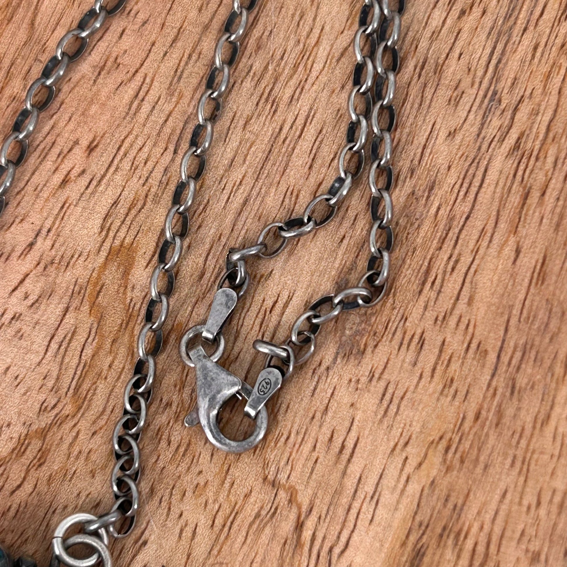 Sterling Silver Kingman Turquoise 12 Stone Necklace - Necklace - Stamped - Turquoise Sunset!