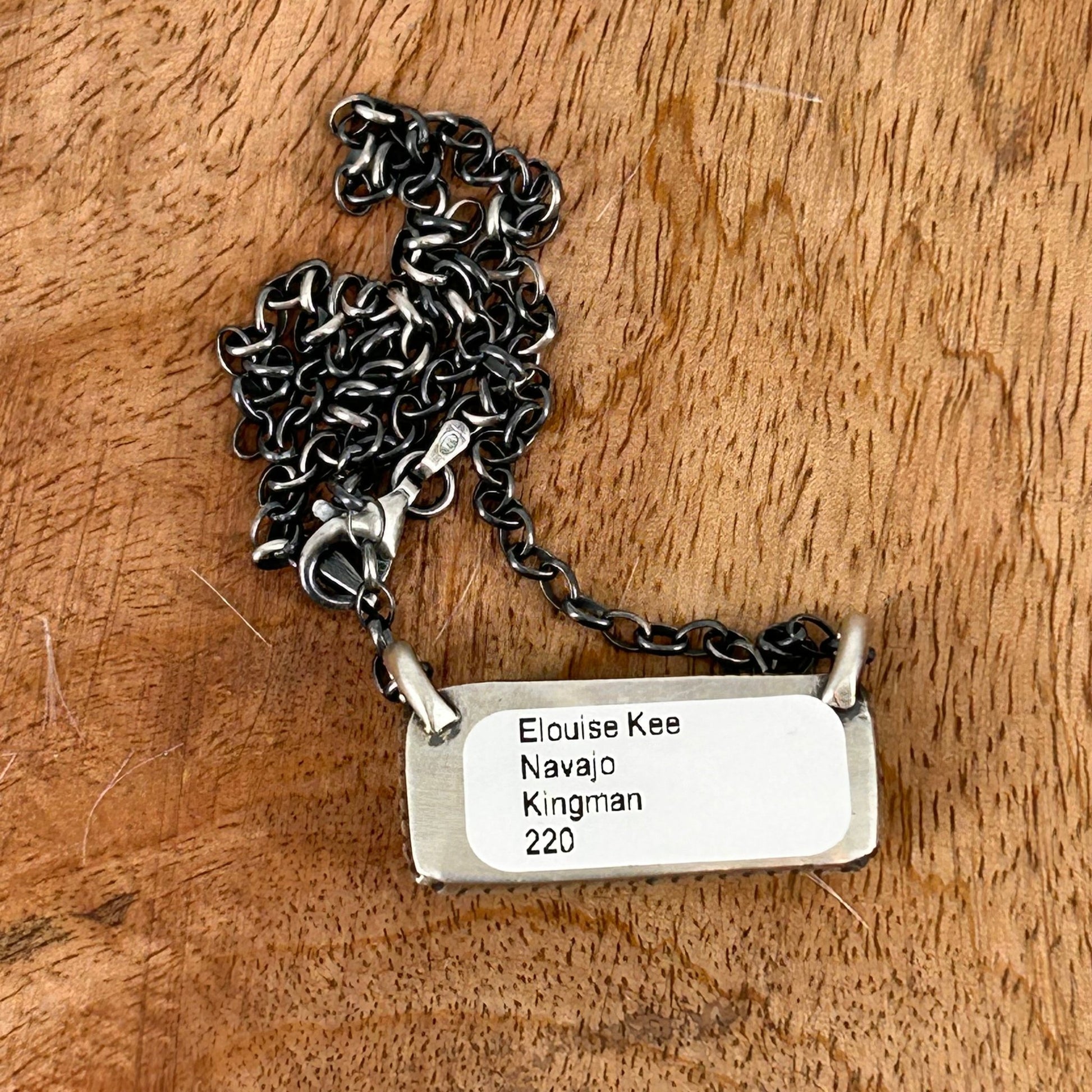 Navajo Sterling Kingman Turquoise 1.25" Bar Necklace - Necklace - Elouise Kee - Turquoise Sunset!