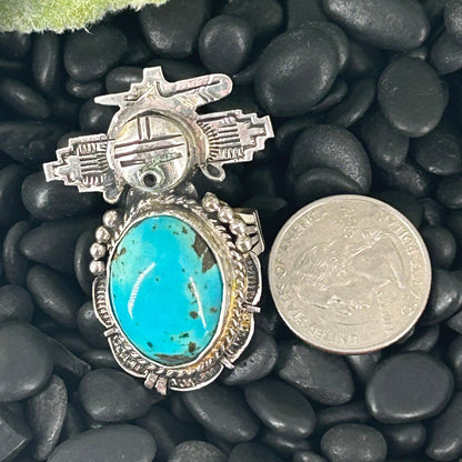 Navajo Sterling Kingman Turquoise Kachina Ring 10 - Bennie Ration - Turquoise Sunset!