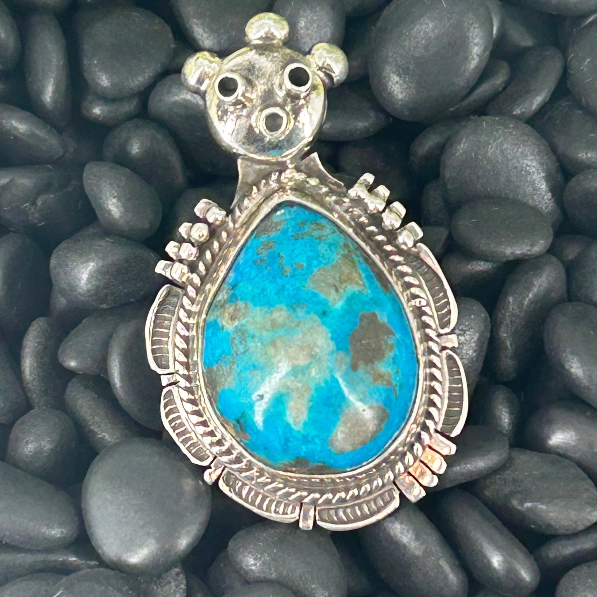 Navajo Sterling Kingman Turquoise Kachina Ring 8 - Rings - Bennie Ration - Turquoise Sunset!