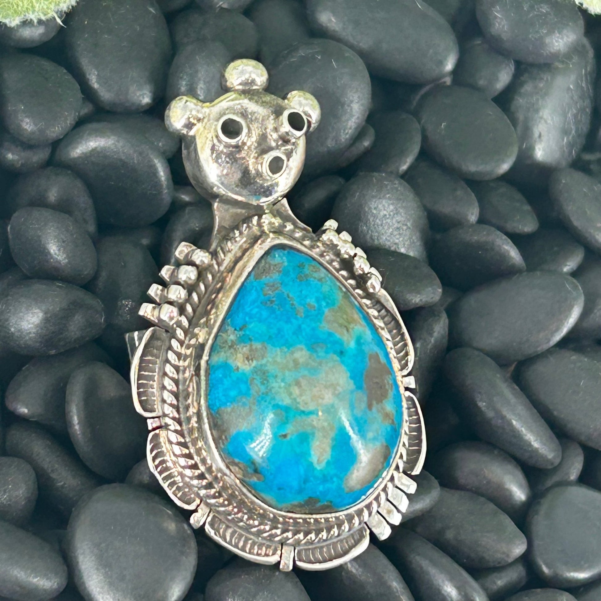 Navajo Sterling Kingman Turquoise Kachina Ring 8 - Rings - Bennie Ration - Turquoise Sunset!