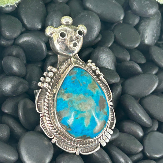 Navajo Sterling Kingman Turquoise Kachina Ring 8 - Rings - Bennie Ration - Turquoise Sunset!