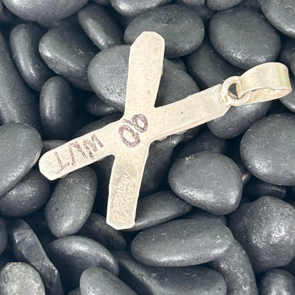 Sterling Kingman Turquoise Letter X Shaped Pendant (9 Small Stones) - Stamped - Turquoise Sunset!