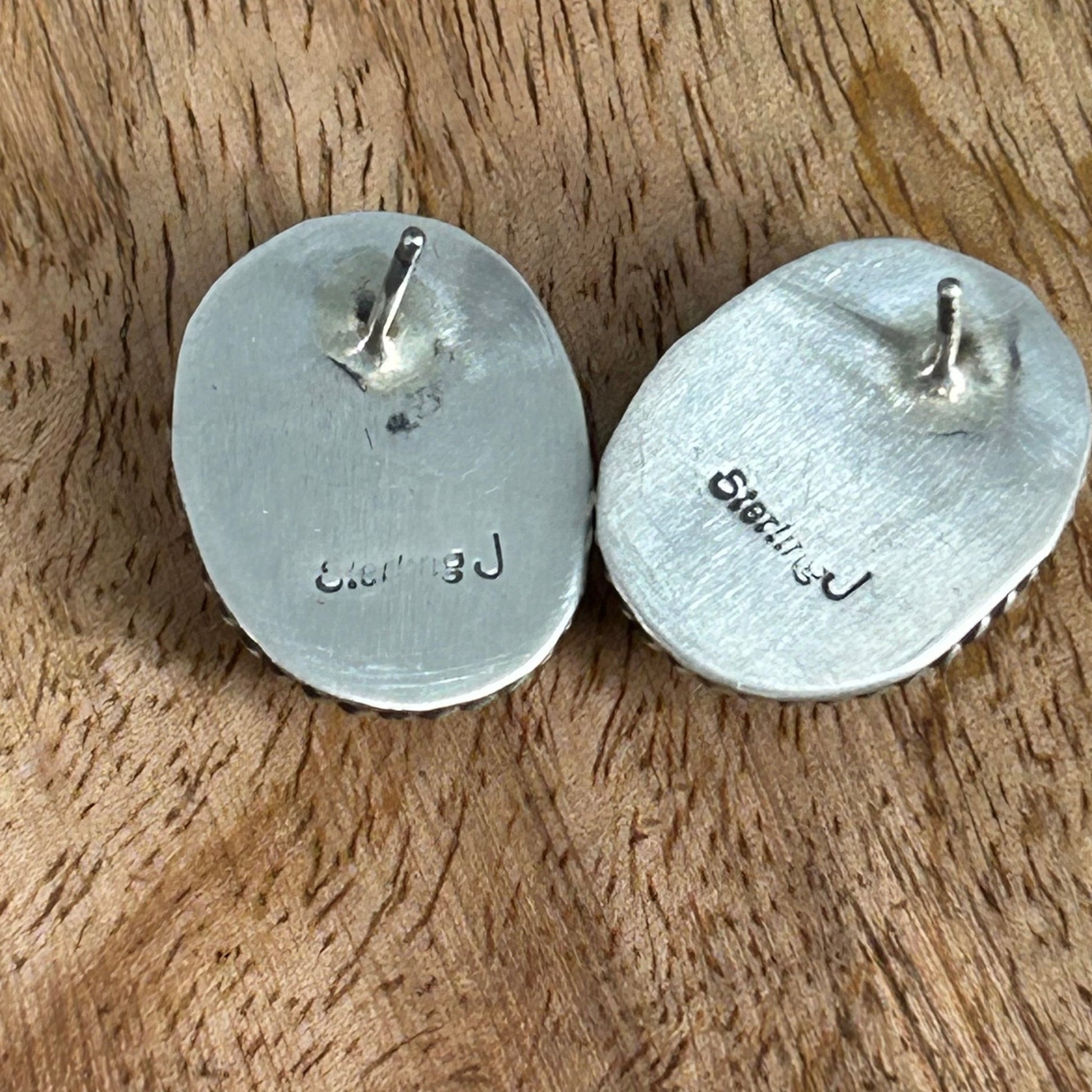 Navajo Sterling Orange Krush Braided Rope Stud Earrings - Earrings - Judith Dixon - Turquoise Sunset!