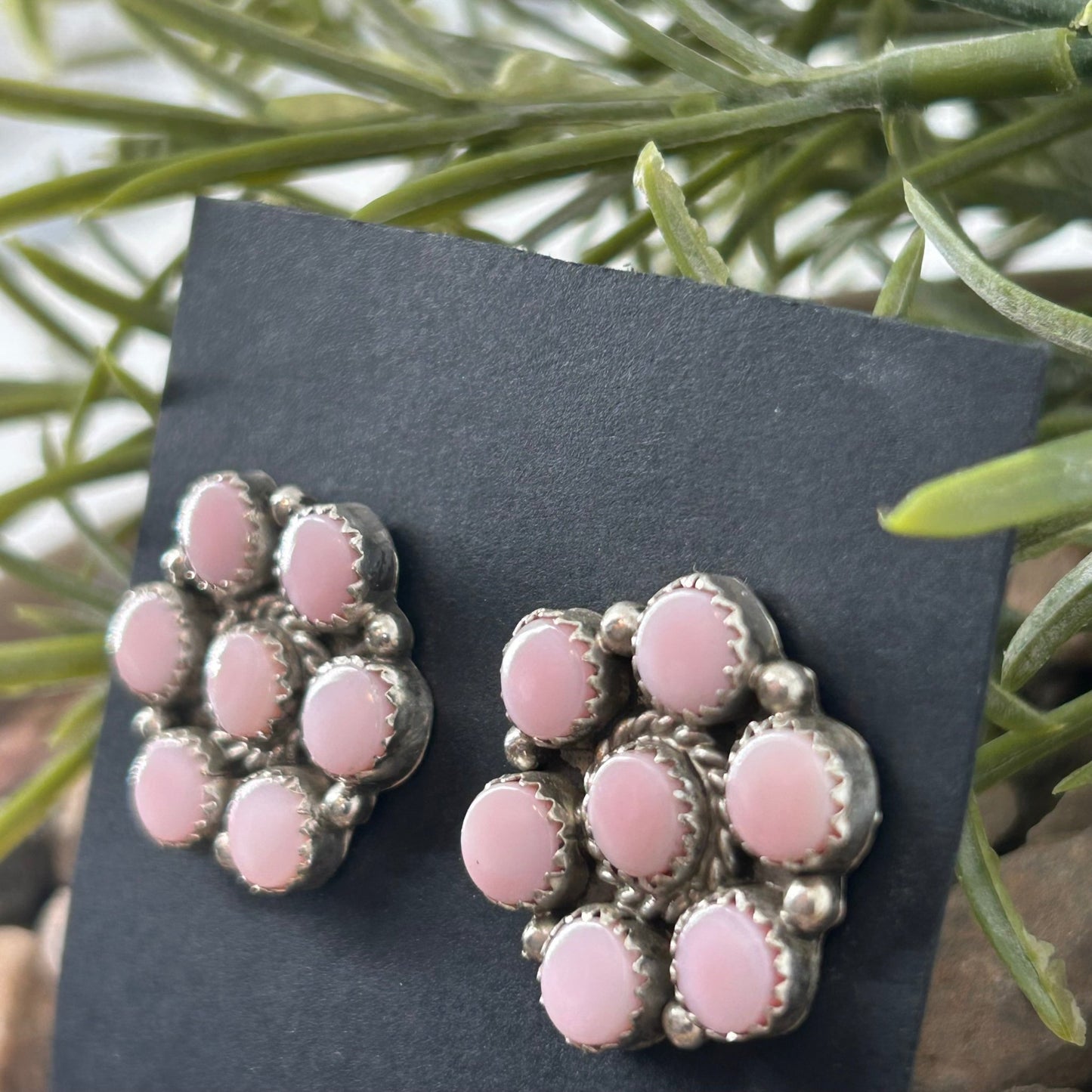 Navajo Sterling Pink Conch Flower Stud Earring - Earrings - Maxine Ramirez - Turquoise Sunset!