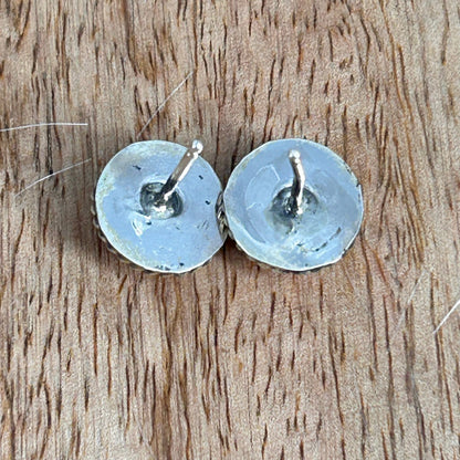 Navajo Sterling Pink Conch Round Button Stud Earrings - Esther White - Turquoise Sunset!