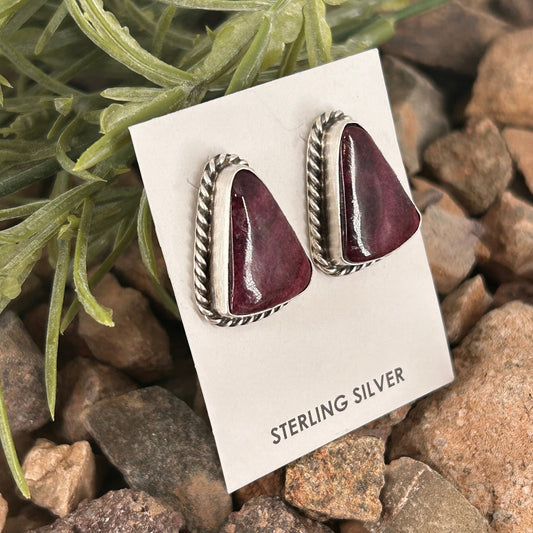 Navajo Sterling Purple Spiny Oyster Braided Rope Earrings - Earrings - Elouise Kee - Turquoise Sunset!