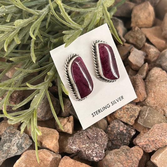 Navajo Sterling Purple Spiny Oyster Braided Rope Earrings - Earrings - Elouise Kee - Turquoise Sunset!