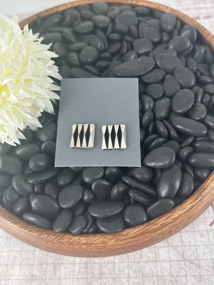 Navajo Sterling Silver Art Deco Stud Earrings - Leander Tahe - Turquoise Sunset!