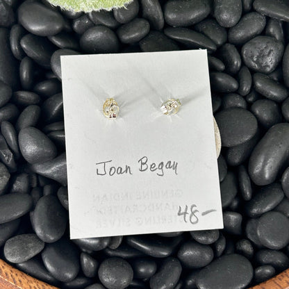 Navajo Sterling Silver Stamped Turtle Shell Design Earrings - Joan Begay - Turquoise Sunset!