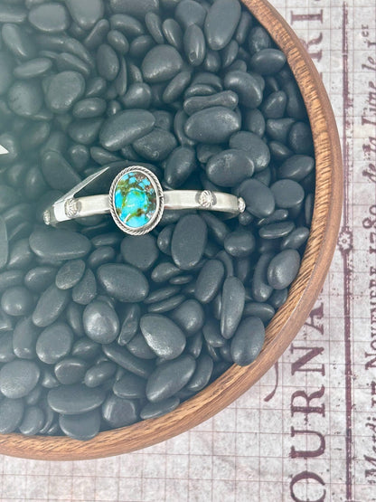 Navajo Sterling Sonoran Gold Turquoise Cuff Bracelet - Samuel Yellowhorse - Turquoise Sunset!