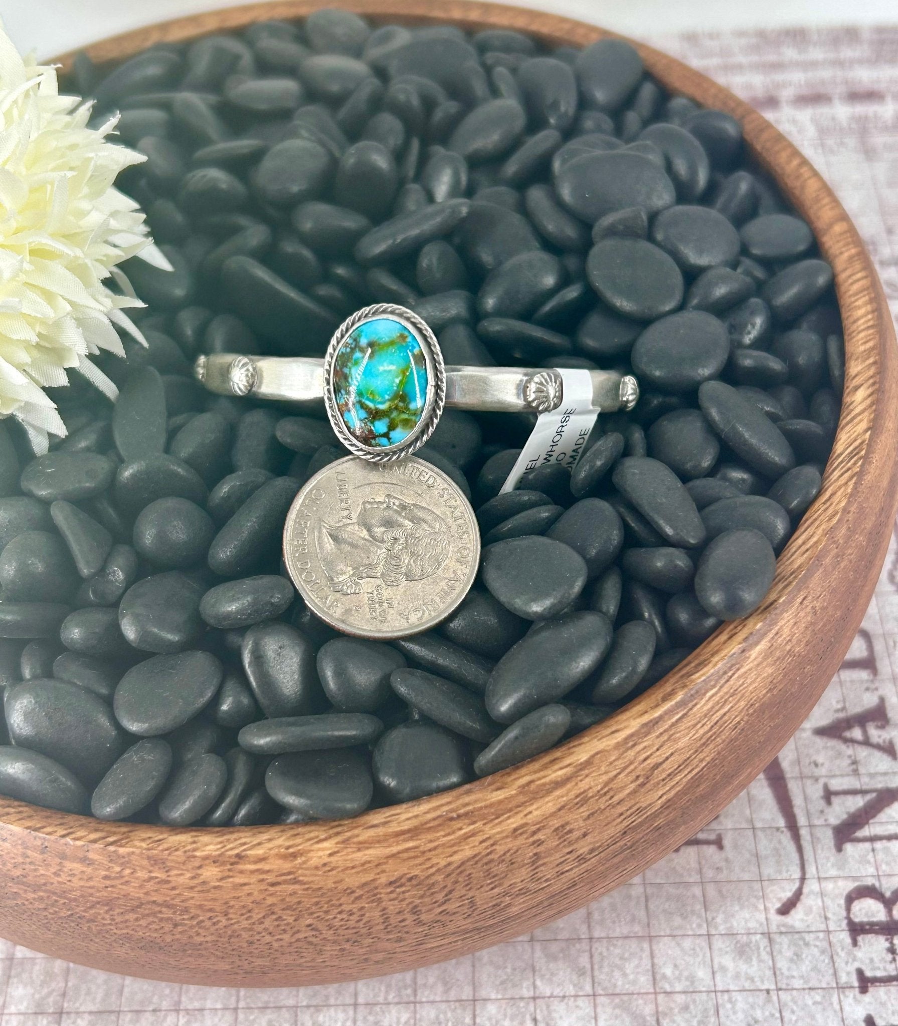 Navajo Sterling Sonoran Gold Turquoise Cuff Bracelet - Samuel Yellowhorse - Turquoise Sunset!