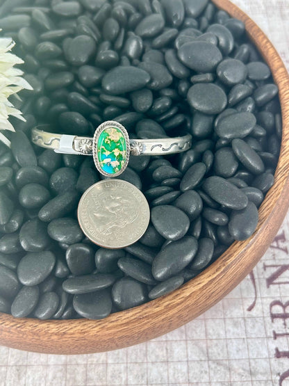 Navajo Sterling Sonoran Gold Turquoise Cuff Bracelet - Samuel Yellowhorse - Turquoise Sunset!