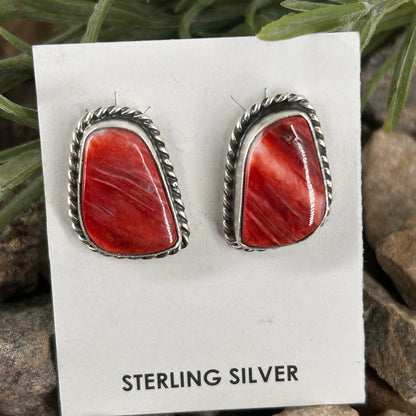 Navajo Sterling Spiny Oyster Braided Rope Earrings - Elouise Kee - Turquoise Sunset!
