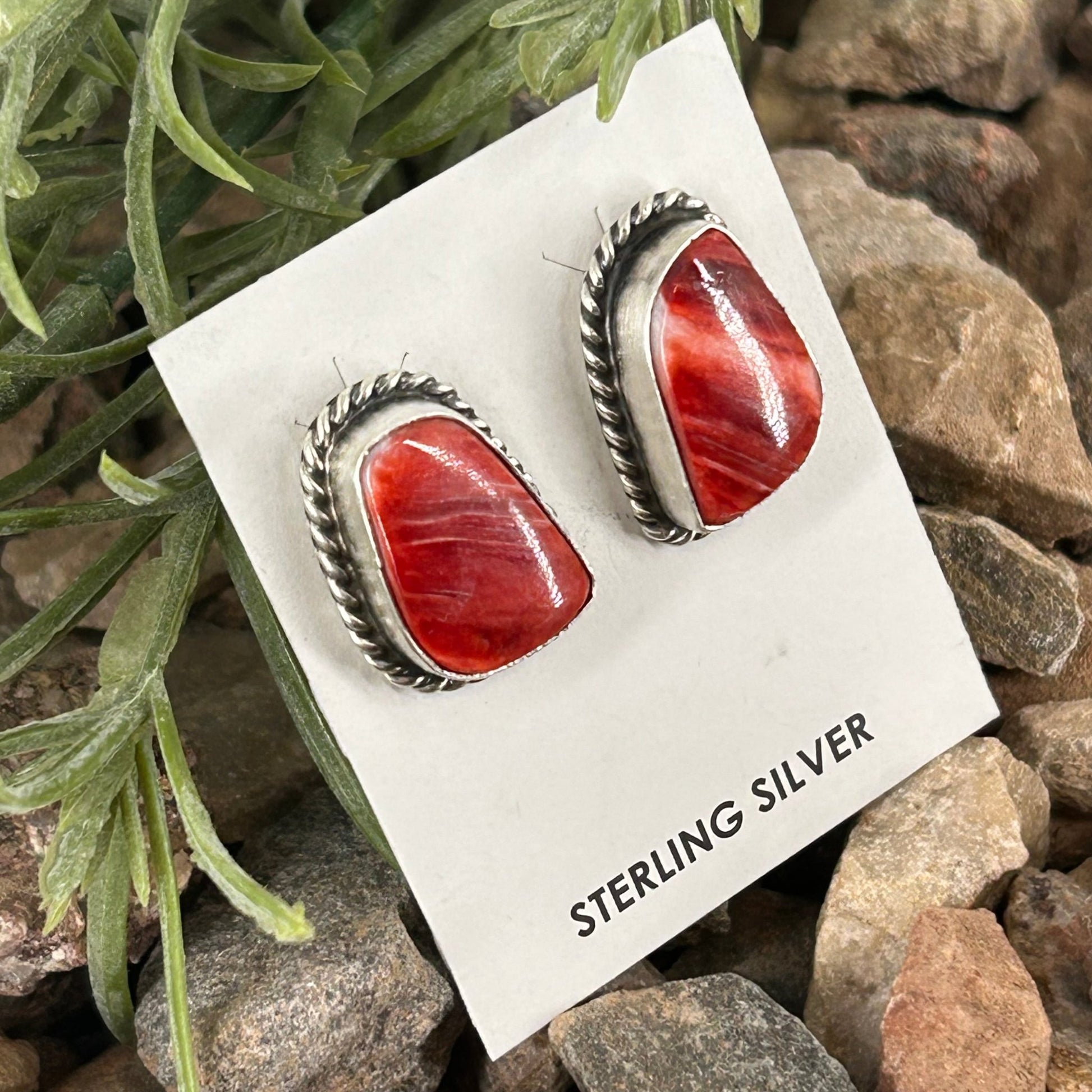Navajo Sterling Spiny Oyster Braided Rope Earrings - Earrings - Elouise Kee - Turquoise Sunset!