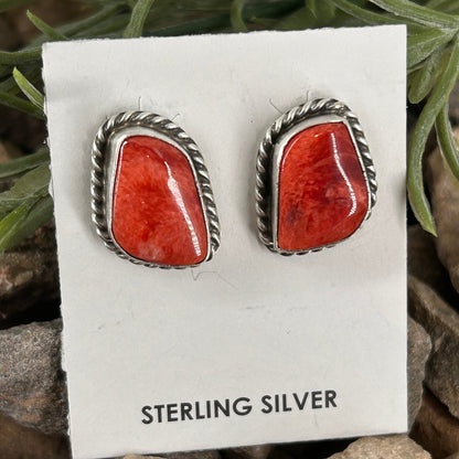 Navajo Sterling Spiny Oyster Braided Rope Earrings - Elouise Kee - Turquoise Sunset!