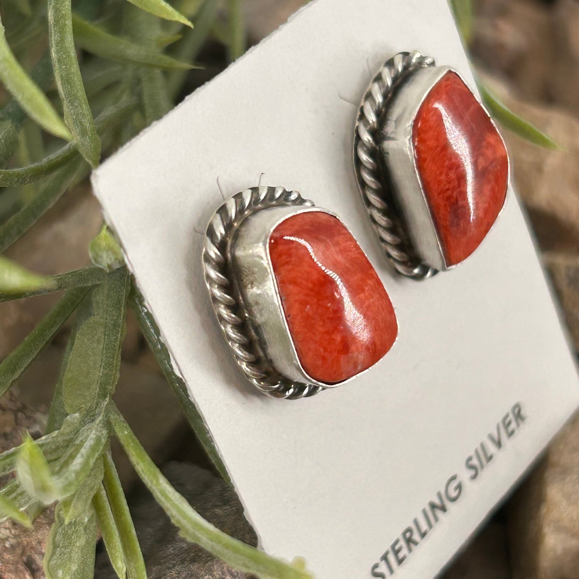 Navajo Sterling Spiny Oyster Braided Rope Earrings - Earrings - Elouise Kee - Turquoise Sunset!