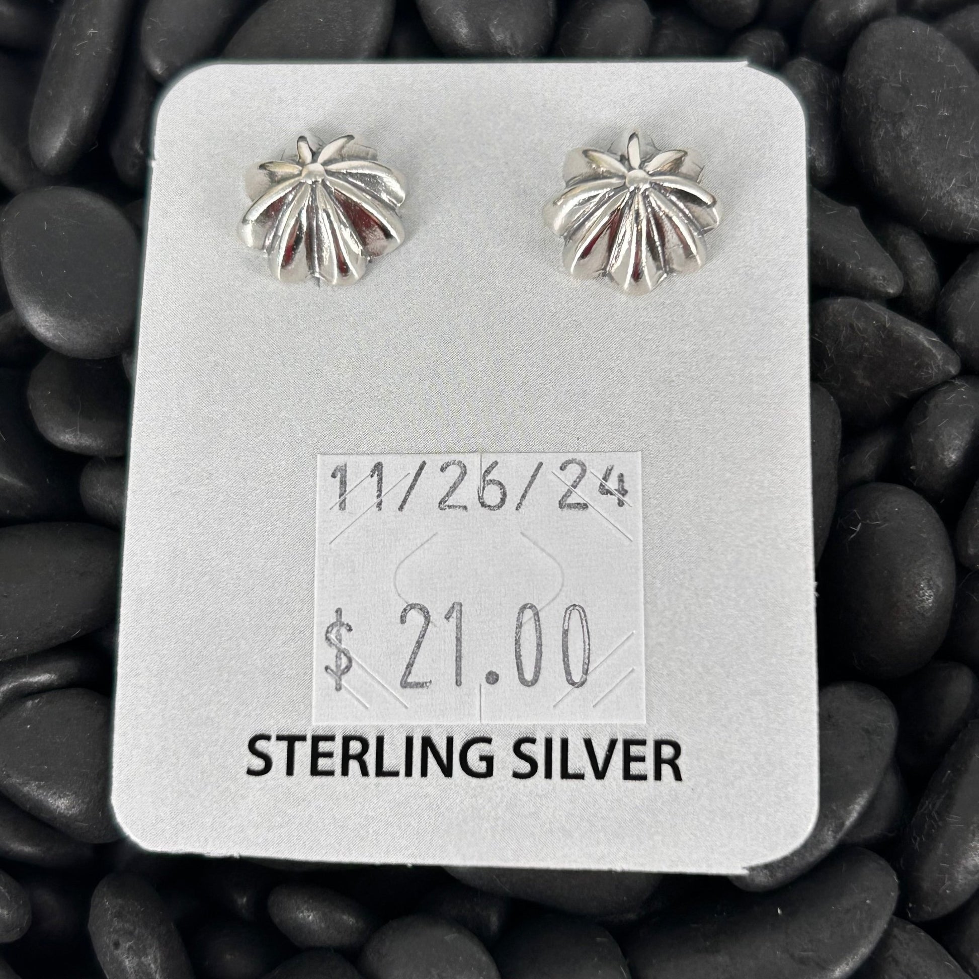 Sterling Stamped Cupcake Stud Earrings - Earrings - Stamped - Turquoise Sunset!