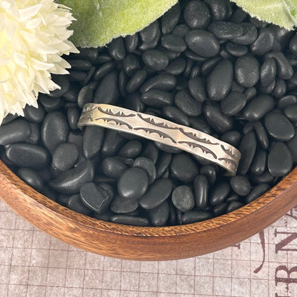 Navajo Sterling Stamped Design Slim Cuff Bracelet - Stamped - Turquoise Sunset!
