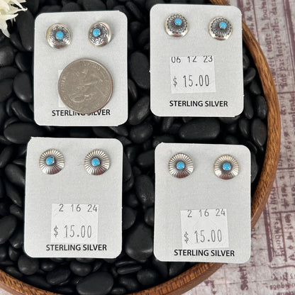 Sterling Stamped Flower Kingman Turquoise Earrings - Stamped - Turquoise Sunset!