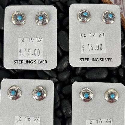 Sterling Stamped Flower Kingman Turquoise Earrings - Stamped - Turquoise Sunset!