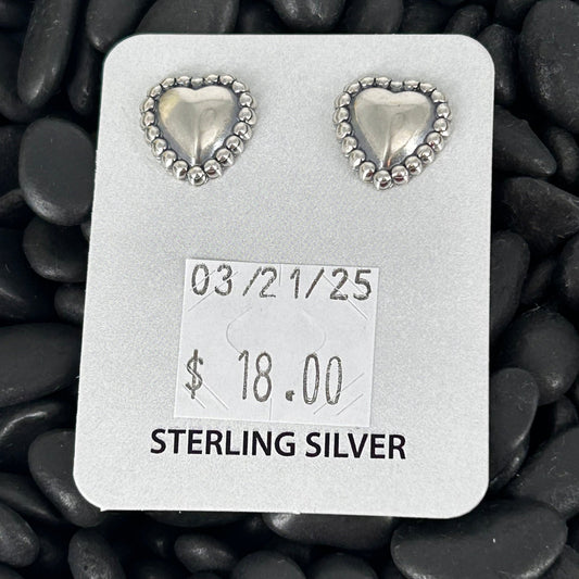 Sterling Stamped Heart Shaped Accent Earrings - Earrings - Stamped - Turquoise Sunset!