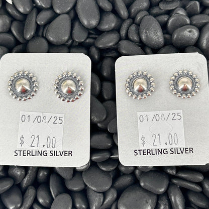 Sterling Stamped Round Rope Accent Earrings - Stamped - Turquoise Sunset!