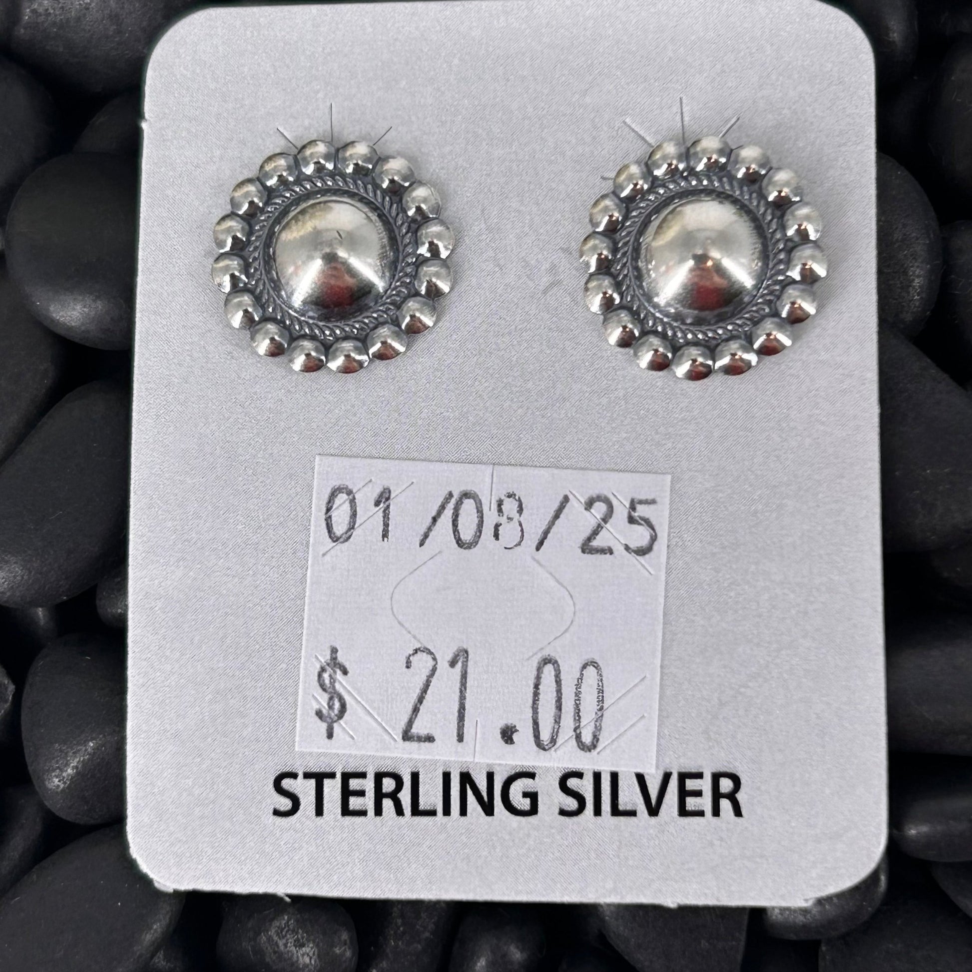Sterling Stamped Round Rope Accent Earrings - Earrings - Stamped - Turquoise Sunset!