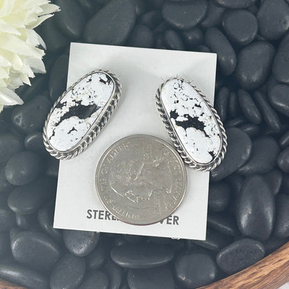 Navajo Sterling White Buffalo Speckled Earrings - Elouise Kee - Turquoise Sunset!