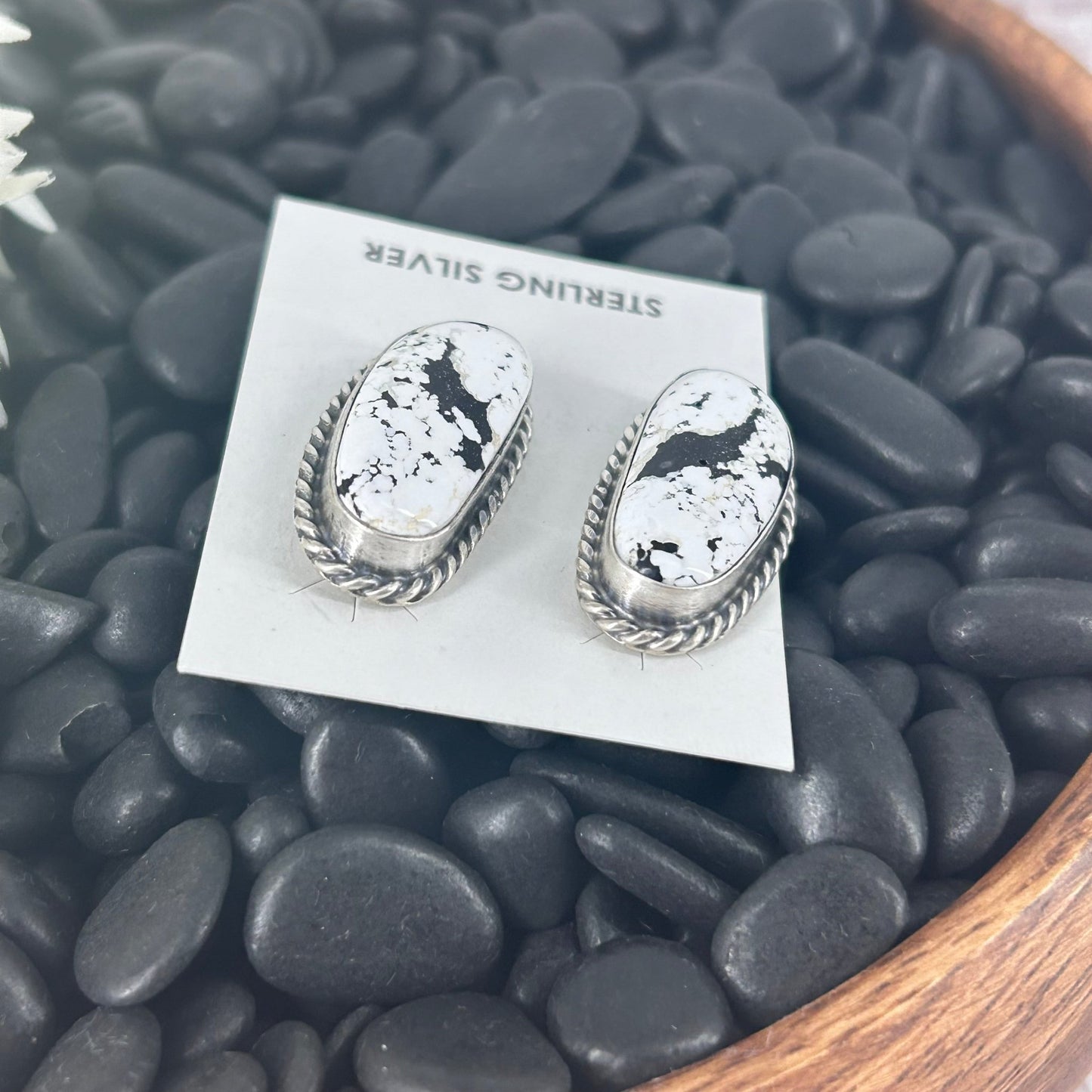 Navajo Sterling White Buffalo Speckled Earrings - Elouise Kee - Turquoise Sunset!