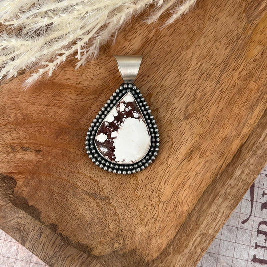 Navajo Sterling Wild Horse Teardrop Pendant - Pendant - Stamped - Turquoise Sunset!