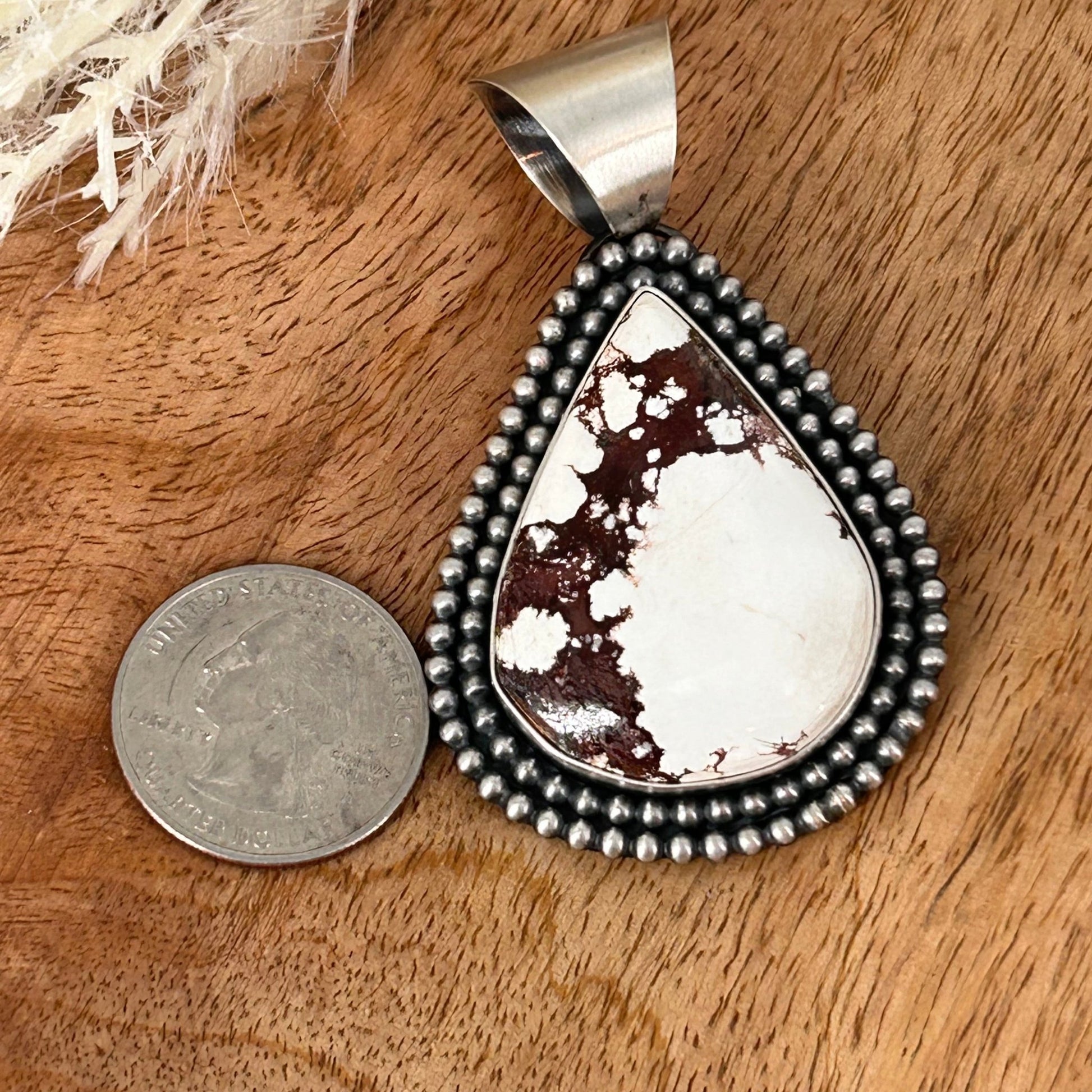 Navajo Sterling Wild Horse Teardrop Pendant - Pendant - Stamped - Turquoise Sunset!
