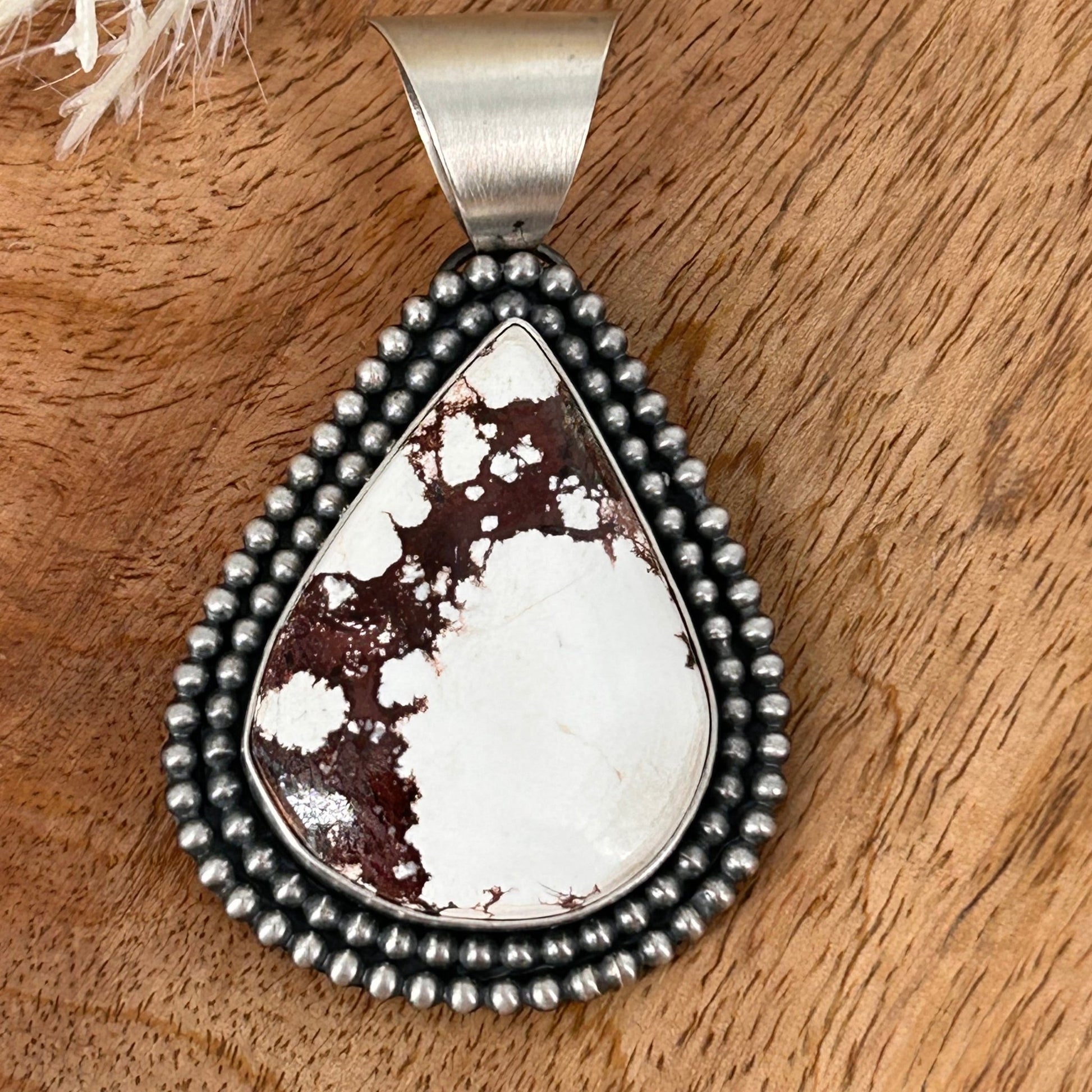 Navajo Sterling Wild Horse Teardrop Pendant - Pendant - Stamped - Turquoise Sunset!