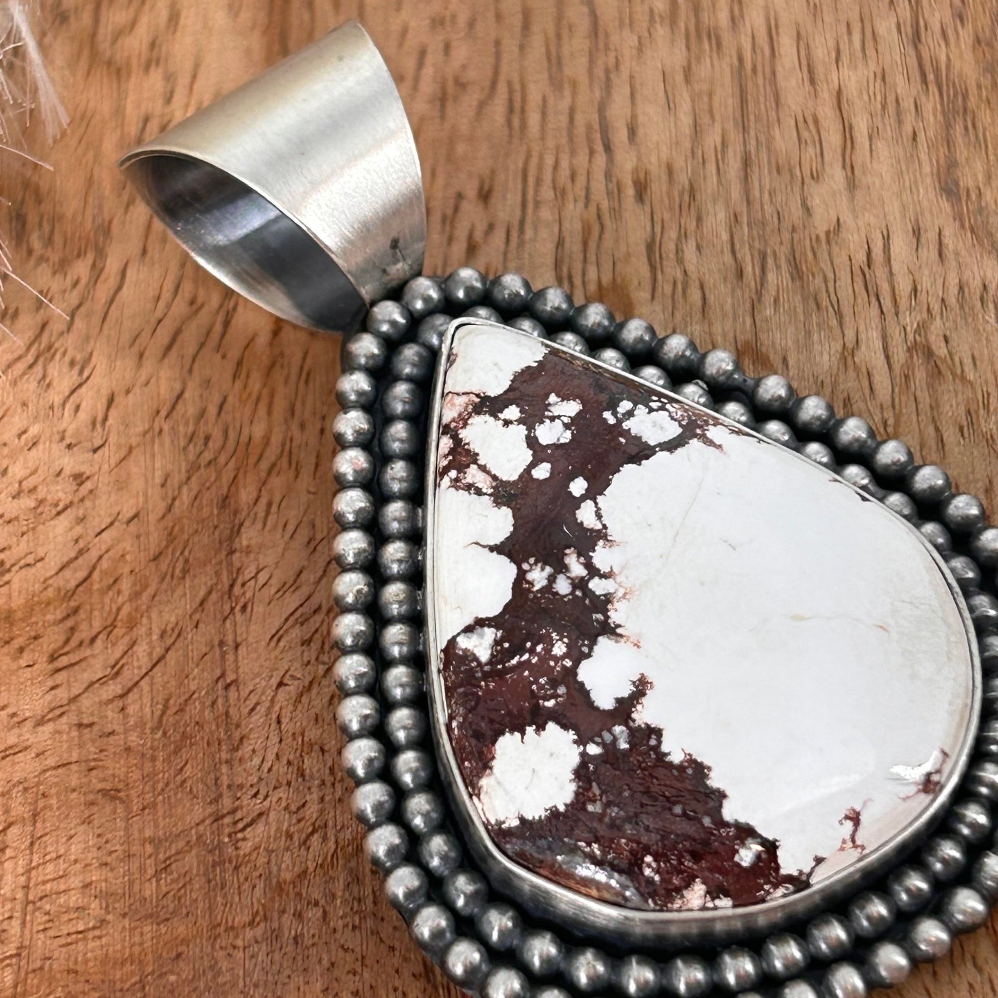 Navajo Sterling Wild Horse Teardrop Pendant - Pendant - Stamped - Turquoise Sunset!
