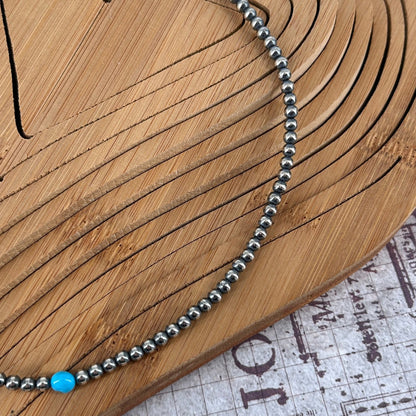 Sterling & Kingman Turquoise 16" Necklace 4mm - Turquoise Sunset!