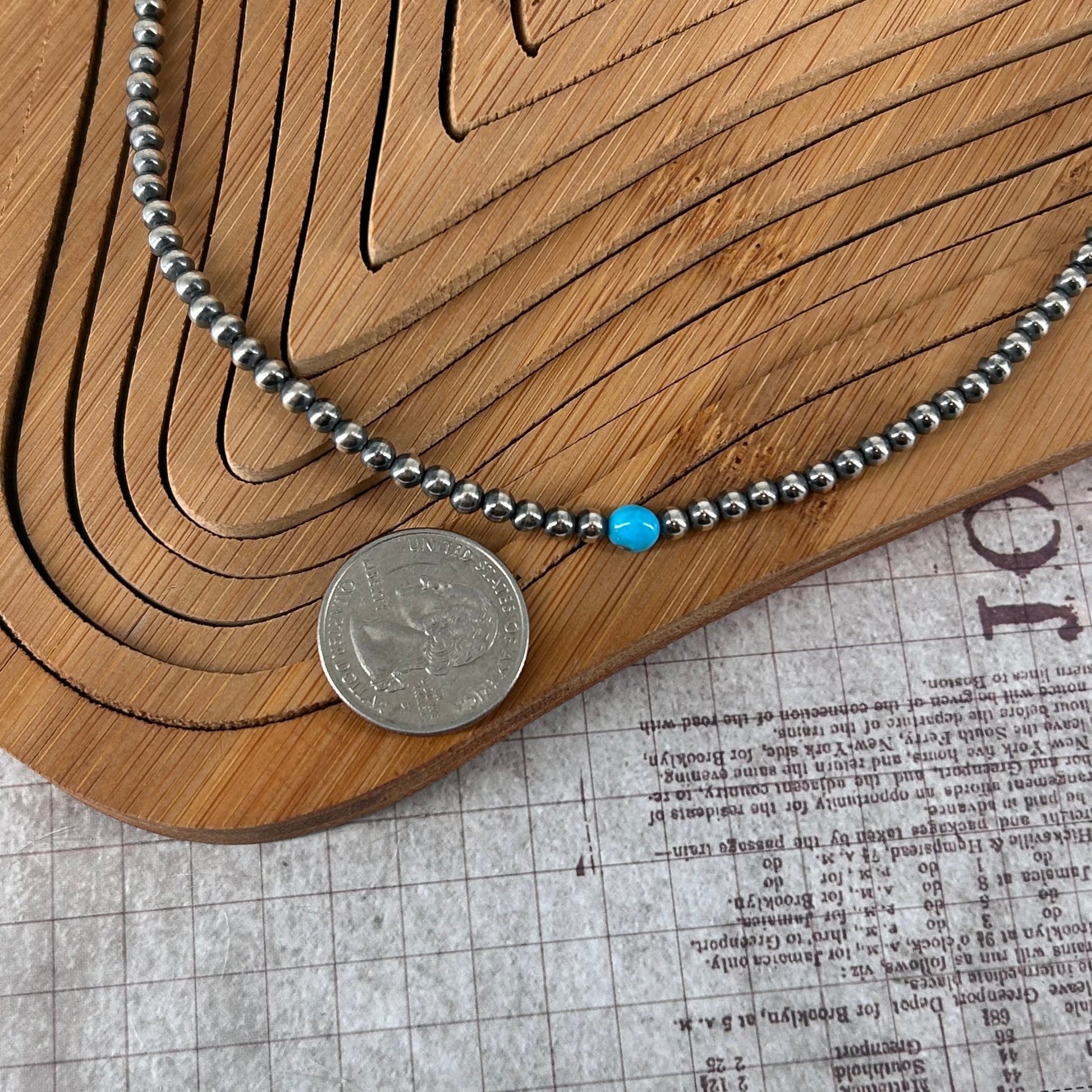 Sterling & Kingman Turquoise 16" Necklace 4mm - Turquoise Sunset!