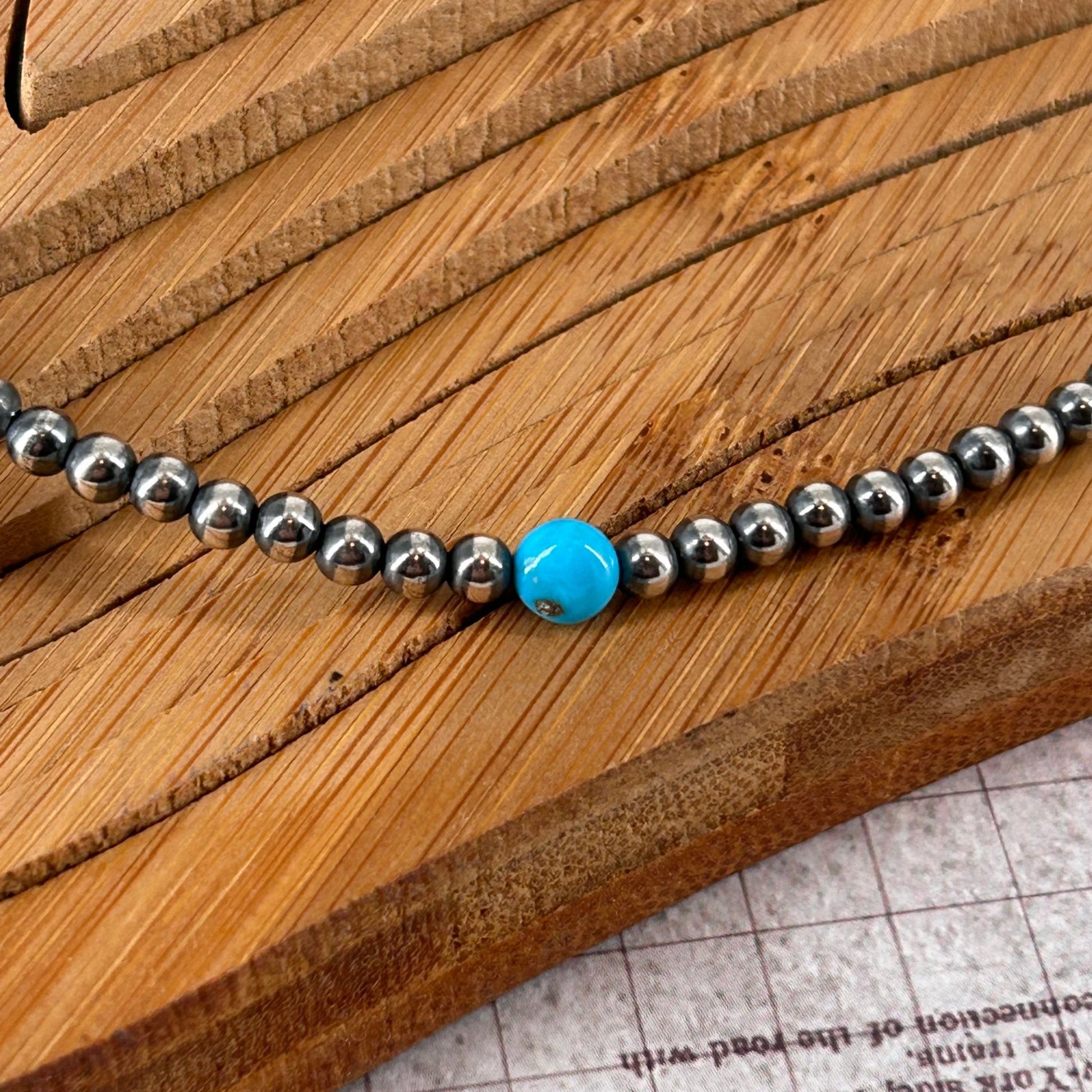 Sterling & Kingman Turquoise 16" Necklace 4mm - Turquoise Sunset!