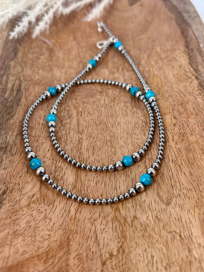 Sterling & Kingman Turquoise 24" Necklace 3mm - 6mm - Turquoise Sunset!