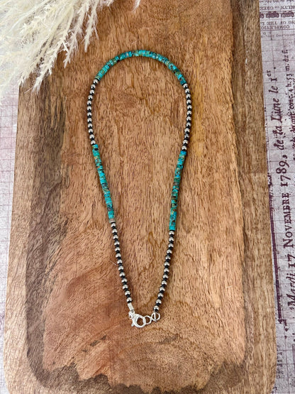 Sterling & Kingman Turquoise 4mm Heishi 16" Necklace - Turquoise Sunset!