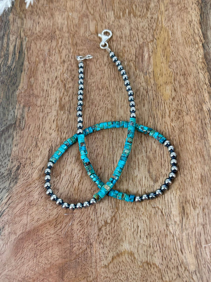 Sterling & Kingman Turquoise 4mm Heishi 16" Necklace - Turquoise Sunset!