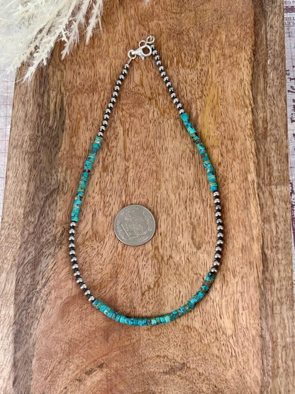 Sterling & Kingman Turquoise 4mm Heishi 16" Necklace - Turquoise Sunset!
