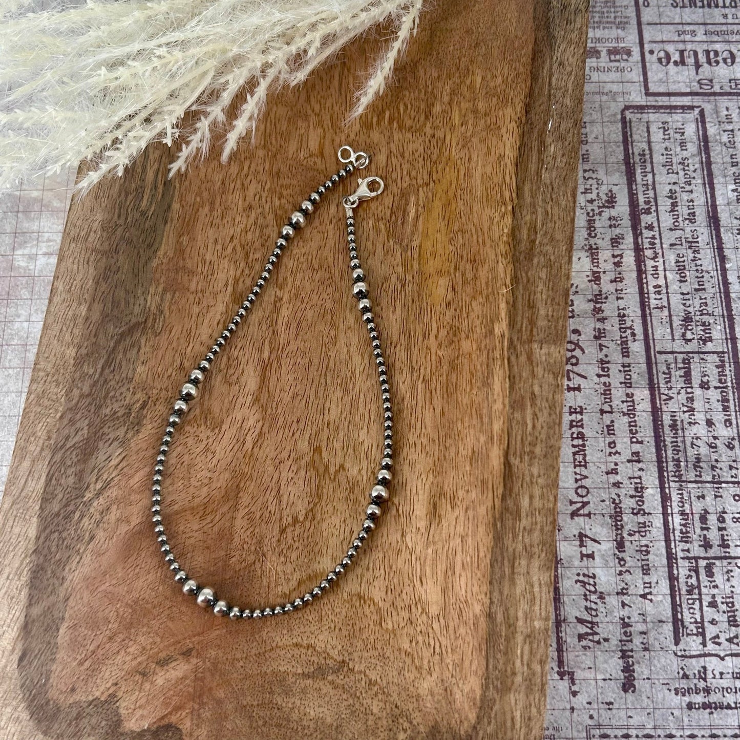 Sterling Pearls 14" Necklace 3mm - 6mm Transition Hand Strung - Turquoise Sunset!