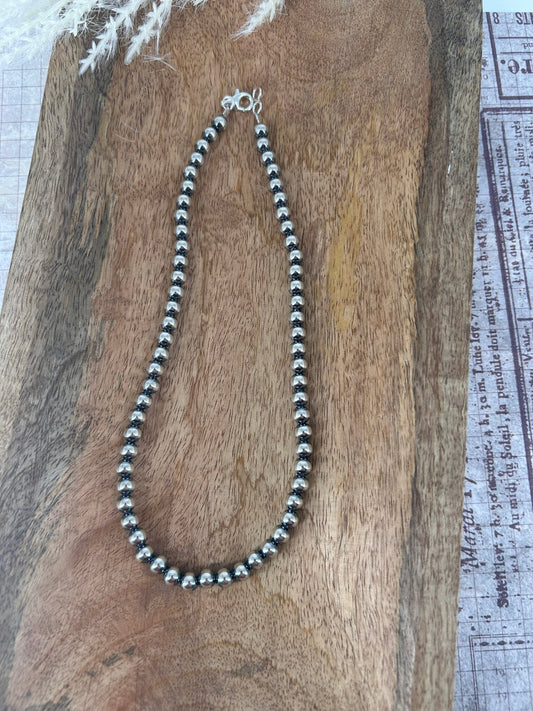 Sterling Pearls 16" Necklace 6mm Hand Strung - Turquoise Sunset!