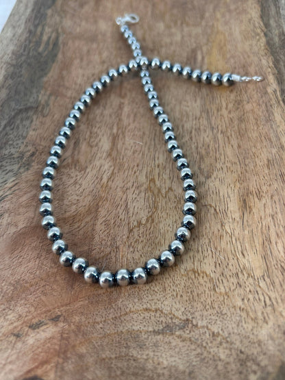 Sterling Pearls 16" Necklace 6mm Hand Strung - Turquoise Sunset!