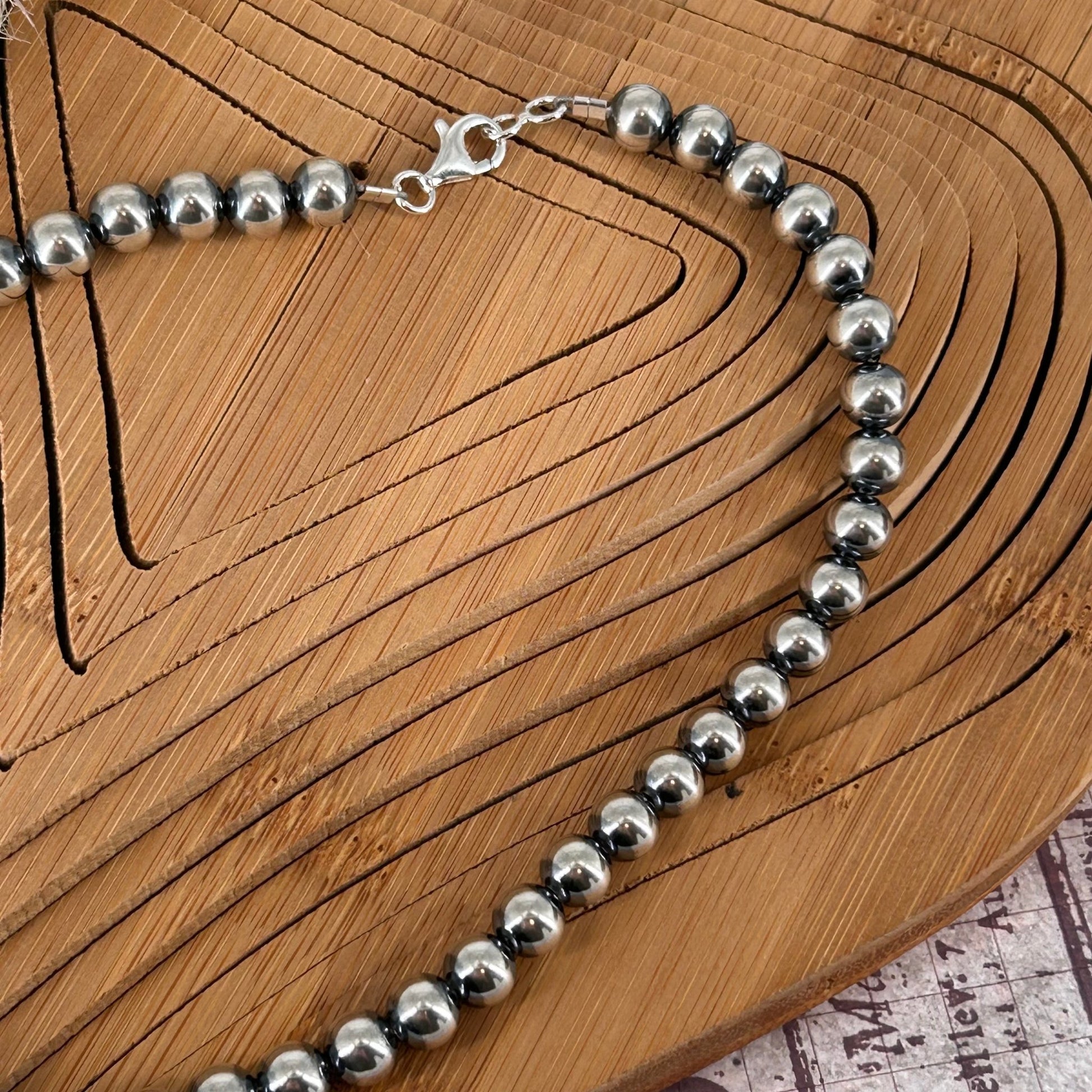 Sterling Pearls 16" Necklace 8mm Hand Strung - Turquoise Sunset!